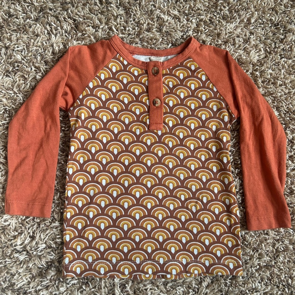 Kate Quinn Bamboo Orange and Brown Neutral Long Sleeve Tee | Size 18-24 Months